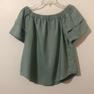 H & M Jade Green Top 2 Tier Sleeve Size 8 Used